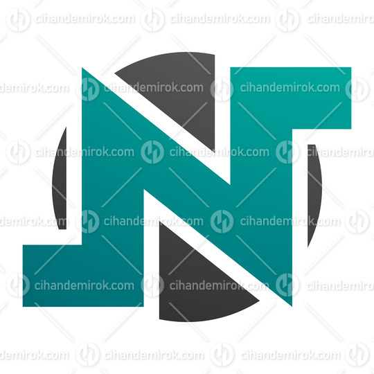 Persian Green and Black Round Bold Letter N Icon