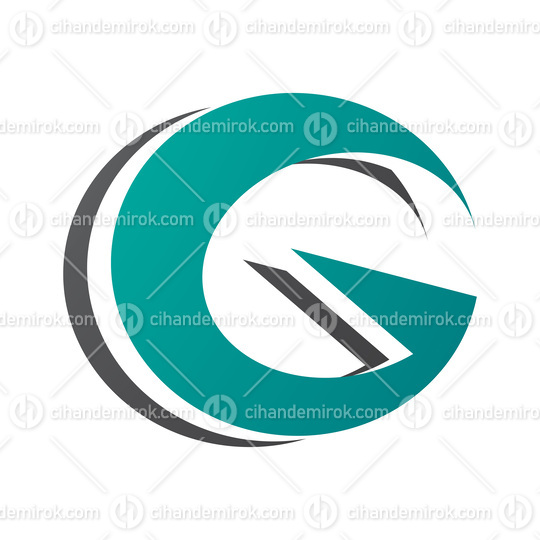 Persian Green and Black Round Layered Letter G Icon