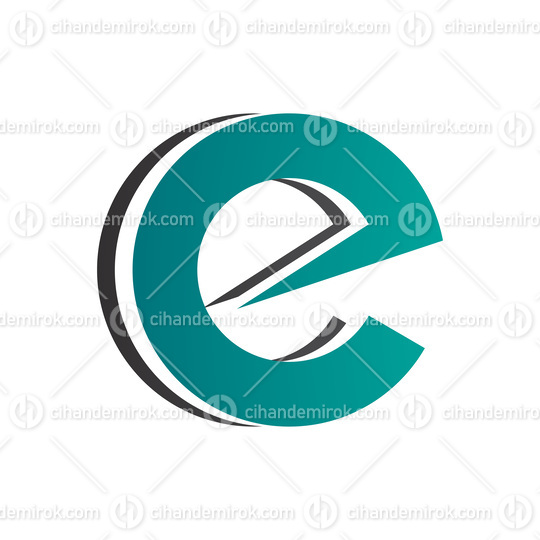 Persian Green and Black Round Layered Lowercase Letter E Icon