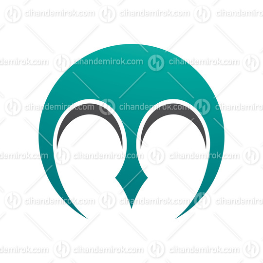 Persian Green and Black Round Letter M Icon with Pointy Tips