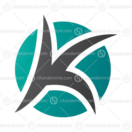 Persian Green and Black Round Pointy Letter K Icon
