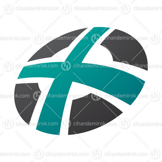 Persian Green and Black Round Shaped Letter X Icon