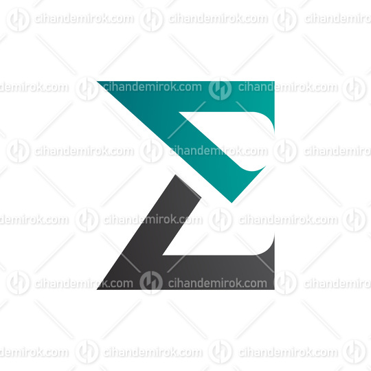 Persian Green and Black Sharp Elegant Letter E Icon