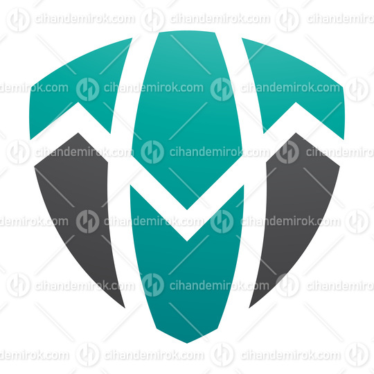 Persian Green and Black Shield Shaped Letter T Icon