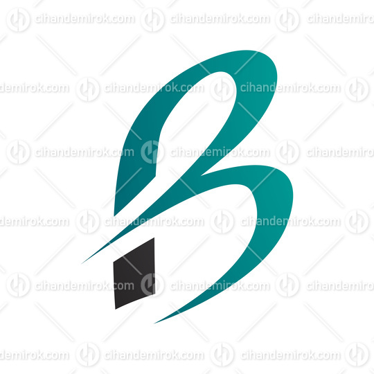 Persian Green and Black Slim Letter B Icon with Pointed Tips