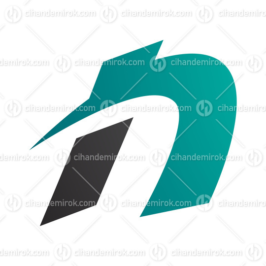 Persian Green and Black Spiky Italic Letter N Icon