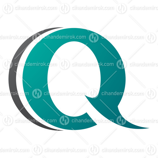 Persian Green and Black Spiky Round Shaped Letter Q Icon