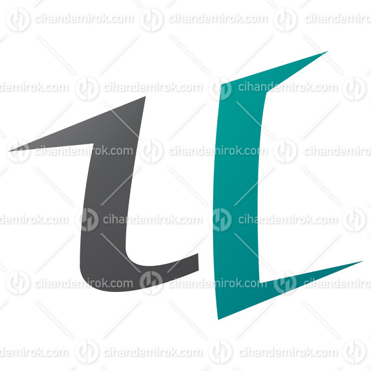 Persian Green and Black Spiky Shaped Letter U Icon