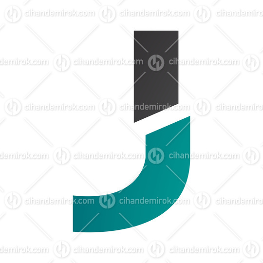 Persian Green and Black Split Shaped Letter J Icon
