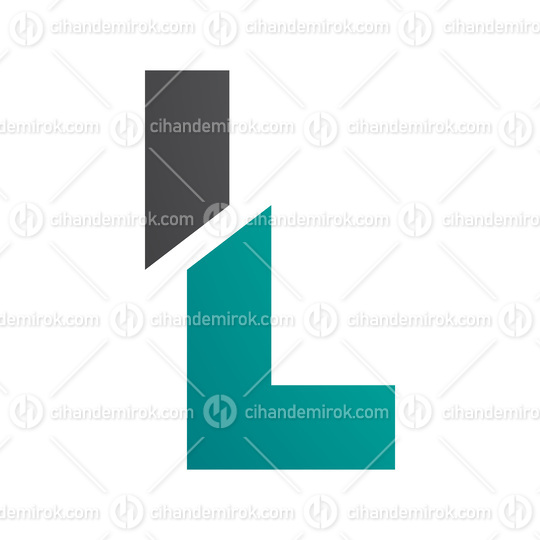 Persian Green and Black Split Shaped Letter L Icon