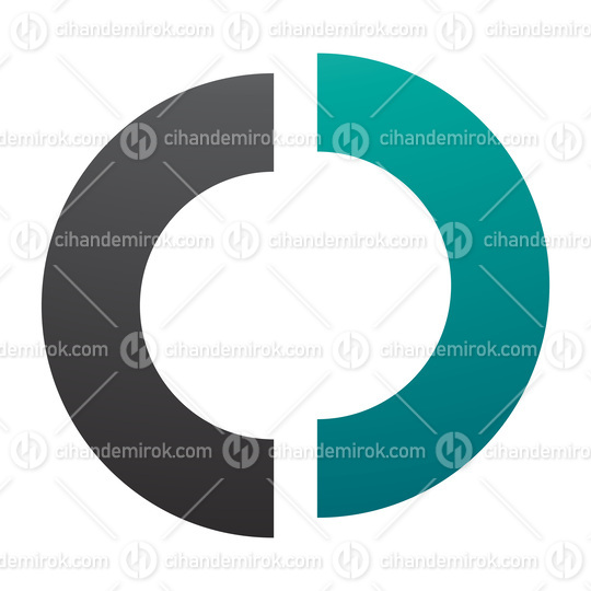 Persian Green and Black Split Shaped Letter O Icon