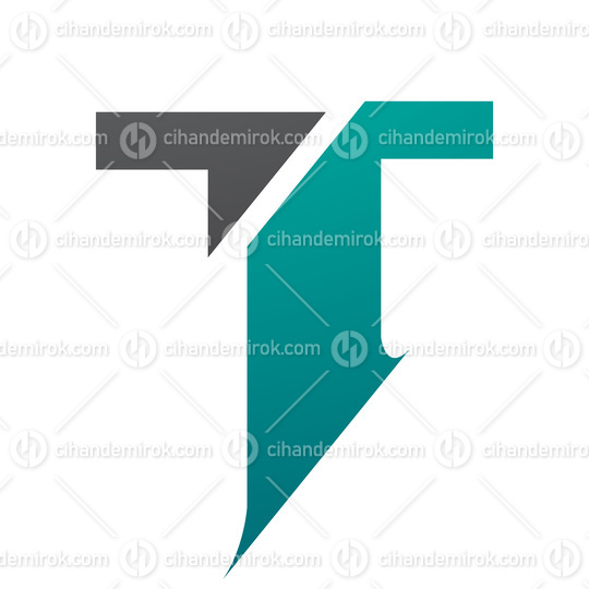 Persian Green and Black Split Shaped Letter T Icon
