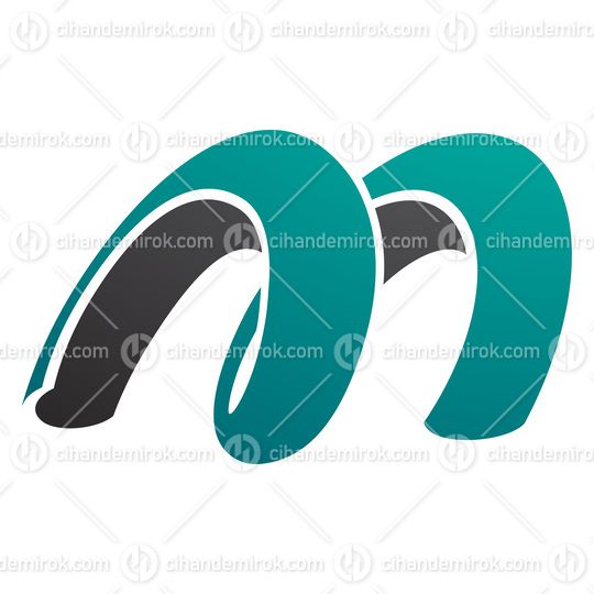 Persian Green and Black Spring Shaped Letter M Icon