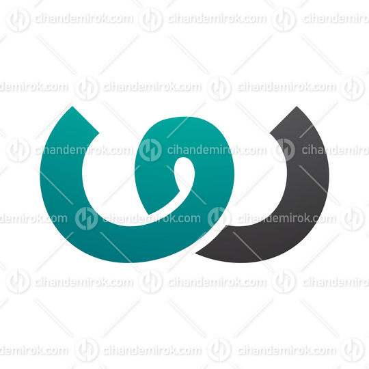 Persian Green and Black Spring Shaped Letter W Icon