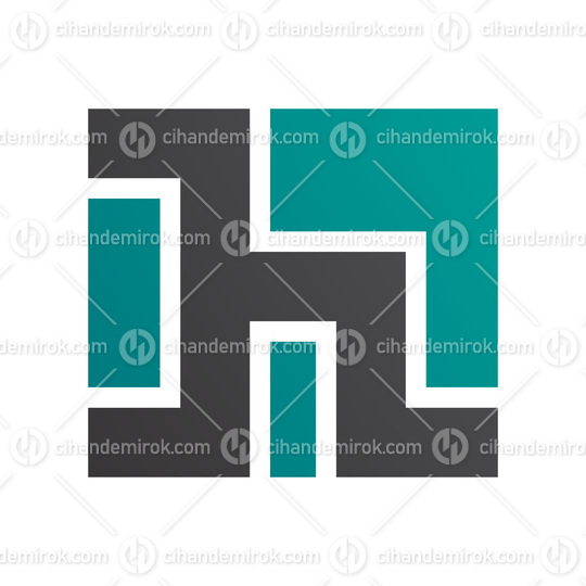 Persian Green and Black Square Shaped Letter H Icon
