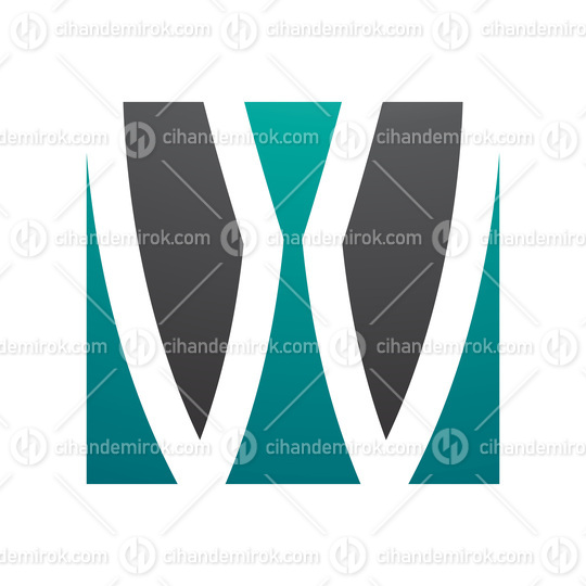 Persian Green and Black Square Shaped Letter W Icon