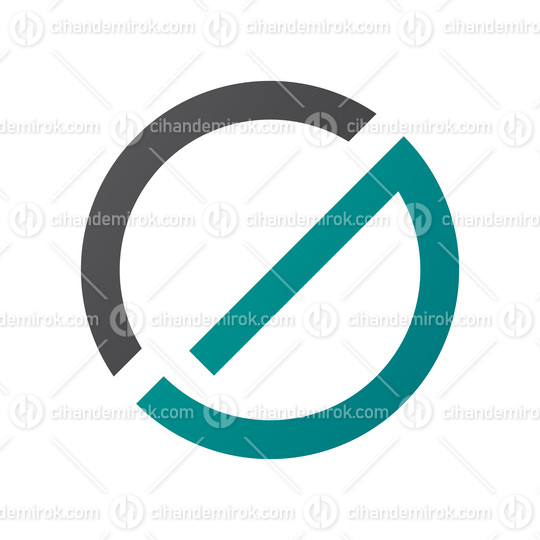 Persian Green and Black Thin Round Letter G Icon