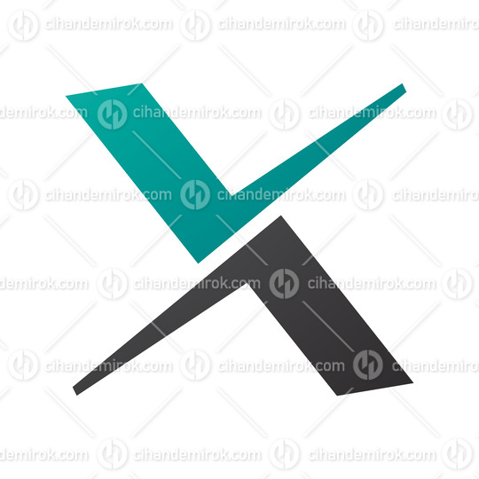 Persian Green and Black Tick Shaped Letter X Icon
