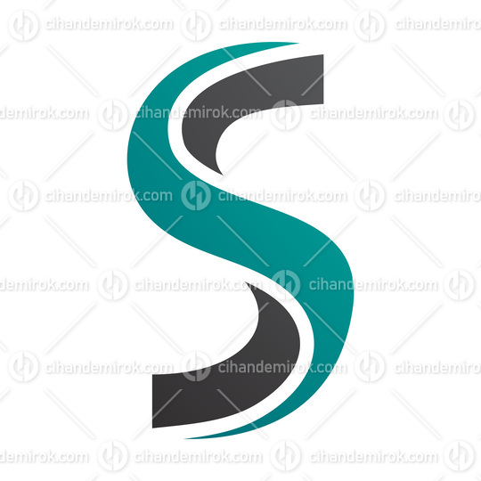 Persian Green and Black Twisted Shaped Letter S Icon