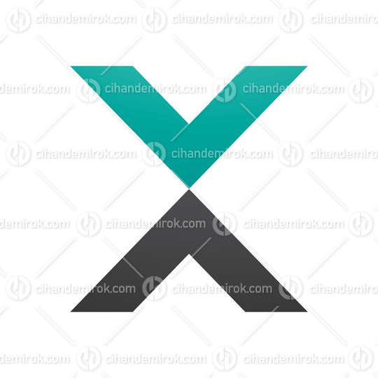 Persian Green and Black V Shaped Letter X Icon