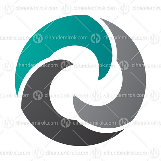 Persian Green and Black Wave Shaped Letter O Icon