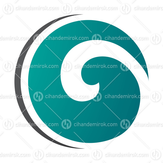 Persian Green and Black Whirl Shaped Letter O Icon