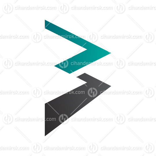Persian Green and Black Zigzag Shaped Letter B Icon