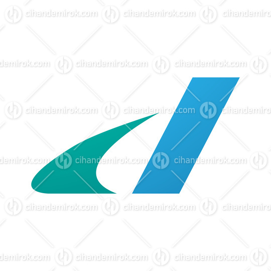 Persian Green and Blue Italic Swooshy Letter D Icon