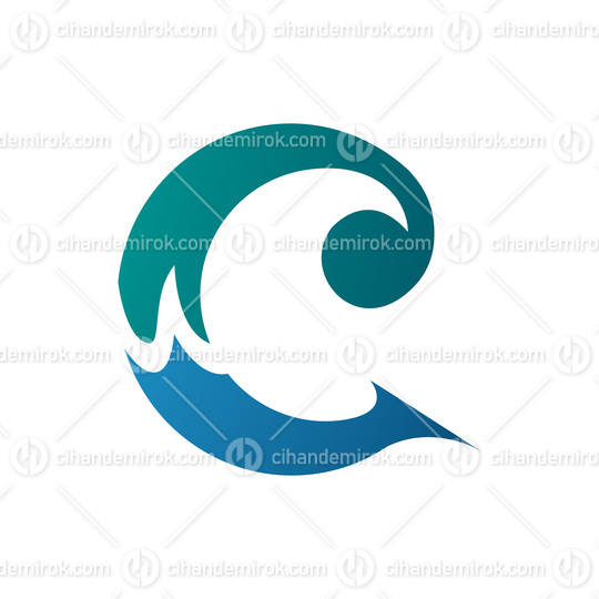 Persian Green and Blue Round Curly Letter C Icon
