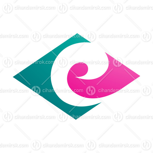 Persian Green and Magenta Horizontal Diamond Shaped Letter E Icon