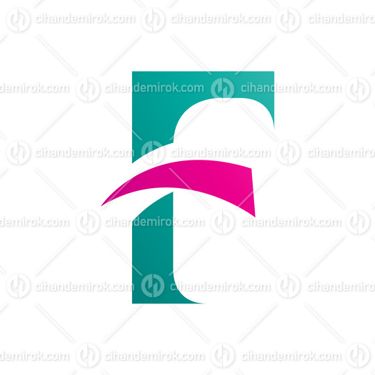Persian Green and Magenta Letter F Icon with Pointy Tips
