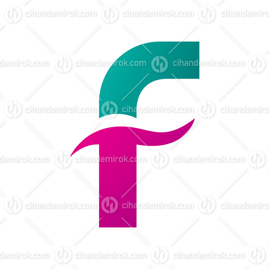 Persian Green and Magenta Letter F Icon with Spiky Waves