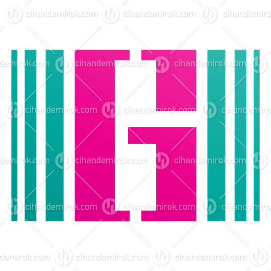 Persian Green and Magenta Letter G Icon with Vertical Stripes