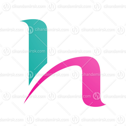 Persian Green and Magenta Letter H Icon with Round Spiky Lines