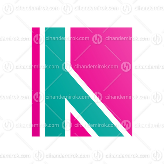 Persian Green and Magenta Letter H Icon with Straight Lines