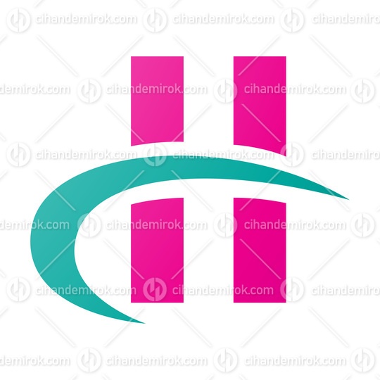 Persian Green and Magenta Letter H Icon with Vertical Rectangles