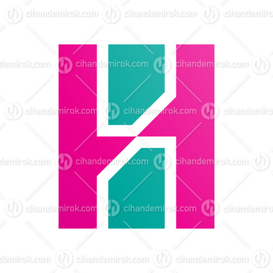 Persian Green and Magenta Letter H Icon with Vertical Rectangles