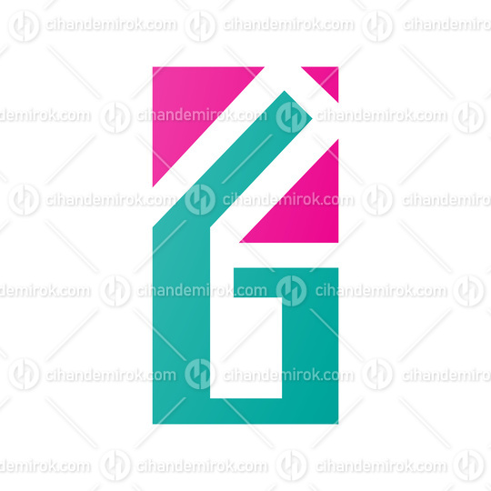 Persian Green and Magenta Rectangular Letter G or Number 6 Icon