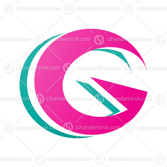 Persian Green and Magenta Round Layered Letter G Icon