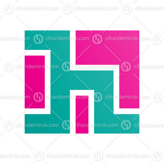 Persian Green and Magenta Square Shaped Letter H Icon