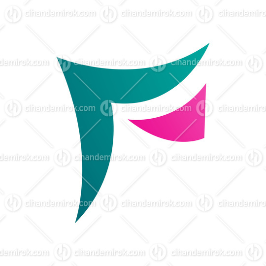 Persian Green and Magenta Wavy Paper Shaped Letter F Icon