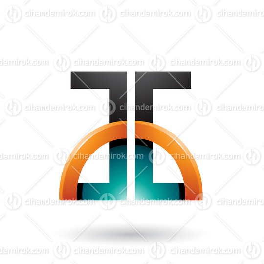 Persian Green and Orange Letters A and G with a Glossy Half Circle