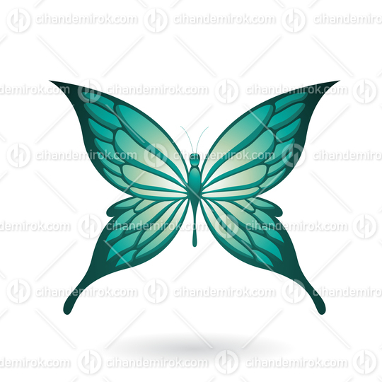 Persian Green Butterfly Illustration with Pointed Wings