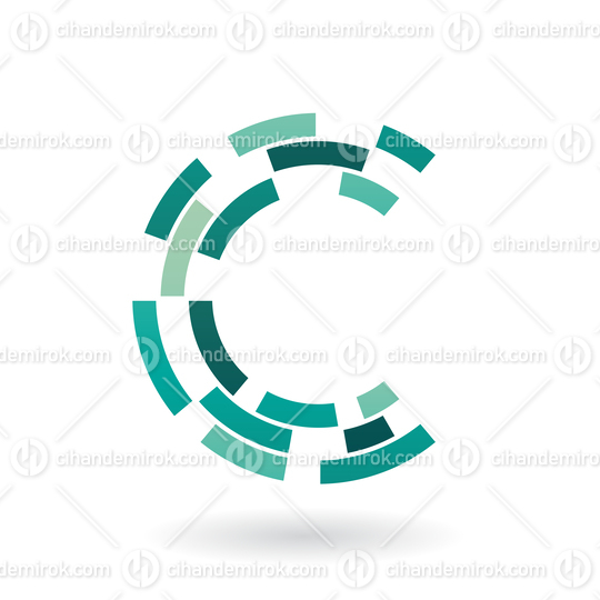 Persian Green Circular Dashed Lines Forming a Letter C Icon