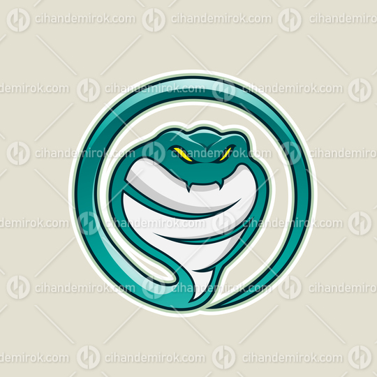 Persian Green Cobra Snake Cartoon Icon Vector Illustration