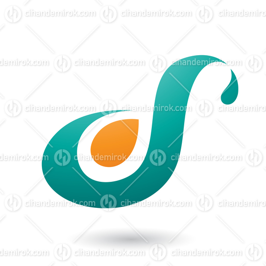 Persian Green Curvy Fun Letter D or S Vector Illustration