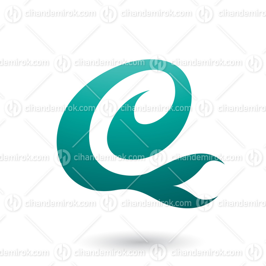 Persian Green Curvy Fun Letter E Vector Illustration