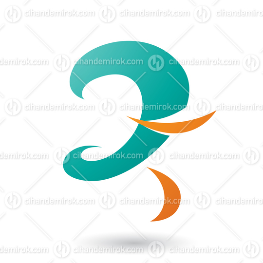 Persian Green Curvy Fun Letter Z Vector Illustration