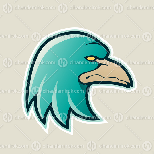 Persian Green Eagle Head Cartoon Icon Vector Illustration