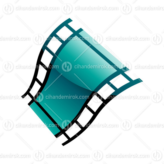 Persian Green Film Reel on a White Background